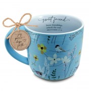 2pk -Coffee Mug Sweet Friend Floral Bird - (Pack of 2)