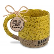 2pk -Mug Speckled Stone Happy Gold 18Oz - (Pack of 2)