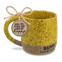 2pk -Mug Speckled Stone Happy Gold 18Oz - (Pack of 2)