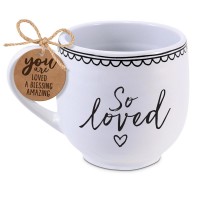 2pk -Mug Artisan Doodles So Loved White 18 oz - (Pack of 2)