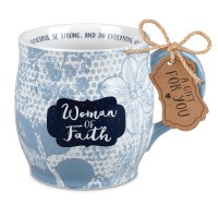 2pk -Mug Pretty Print Woman Of Faith Blue13Oz - (Pack of 2)