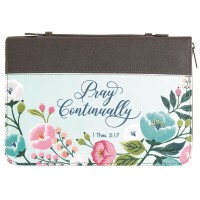 Bible Cover Pray Continually Gray Large