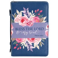 BIBLE COVER BLESS THE LORD NAVY X-LARGE