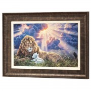 Framed Art Lion Lamb Perfect Peace 34x24 Framed Art Lion Lamb Perfect Peace 34x24