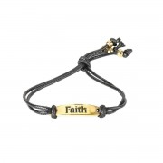 BRC-FAITH MULTI BLK CORD GLD PLT ADJUS