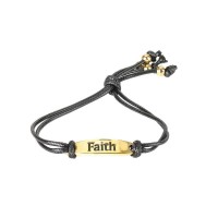 BRC-FAITH MULTI BLK CORD GLD PLT ADJUS