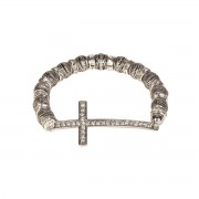 BRACELET CZ CROSS WITH BEADS SIL PLT BRACELET CZ CROSS WITH BEADS SIL PLT