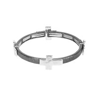 Bracelet Hammered Cross Silver Gunmetal