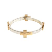 Bracelet Hammered Cross Silver 2Tone