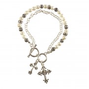 Bracelet SilverPlate Crosses with Pearls Bracelet SilverPlate Crosses with Pearls