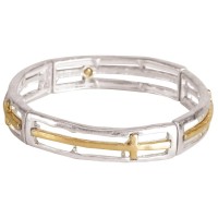Stretch Bracelet 2Tone Cutout Cross Stretch Bracelet 2Tone Cutout Cross