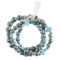 Stretch Bracelet Triple Stack Turquoise Stretch Bracelet Triple Stack Turquoise