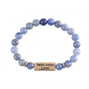 Stretch Bracelet Faith Hope SilverPlated -  9mm Beads