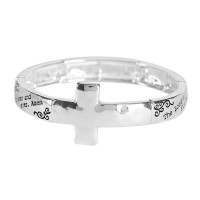 Stretch Bracelet Lords Prayer Cross Stretch Bracelet Lords Prayer Cross