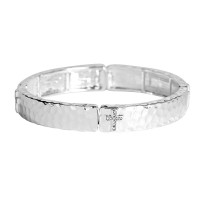 Stretch Bracelet Hammered Silver Cross