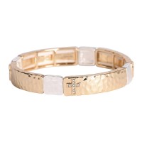 Stretch Bracelet Hammered Gold Cross