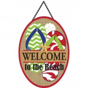 2pk -Door Banner Welcome To The Beach Burlap - (Pack of 2) 2pk -Door Banner Welcome To The Beach Burlap - (Pack of 2)