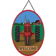 2pk -Door Banner Red Tractor Welcome Burlap - (Pack of 2) 2pk -Door Banner Red Tractor Welcome Burlap - (Pack of 2)