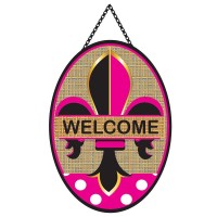 2pk -Door Banner Welcome Fleur-De-Lis Pink - (Pack of 2)