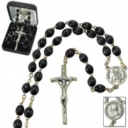 ROSARY POPE JOHN PAUL II BLK WOOD 20"