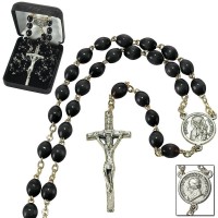 ROSARY POPE JOHN PAUL II BLK WOOD 20"