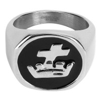RNG-ST STEEL CROSS WITH CROWN SZ 9