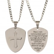 NK-JOSHUA 1:9 SHIELD/CRS STLS STL 24"CH NK-JOSHUA 1:9 SHIELD/CRS STLS STL 24"CH