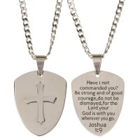 NK-JOSHUA 1:9 SHIELD/CRS STLS STL 24"CH