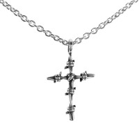 Necklace Antiqued Barbed-Wire Cross