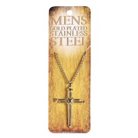 Necklace 3Nail Wrap Cross Gold Plate 24L