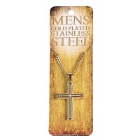 Necklace Wheat Cross Gold Plated Men 24L