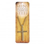 Necklace Box Cross Gold Plated Mens 24L Necklace Box Cross Gold Plated Mens 24L