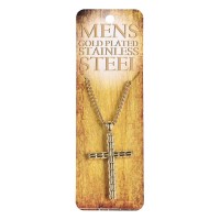 Necklace Box Cross Gold Plated Mens 24L