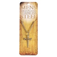 Necklace 3Nail Gold Plate Mens 24L
