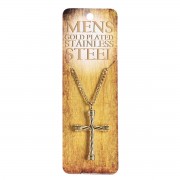 Necklace Rope Cross Gold Plated Mens 24L Necklace Rope Cross Gold Plated Mens 24L