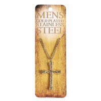 Necklace Rope Cross Gold Plated Mens 24L