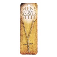 Necklace Barb Wire Cross Gold Plated 24L