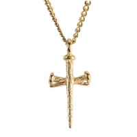 Necklace 3-Nail Cross Gold-Plated 24L