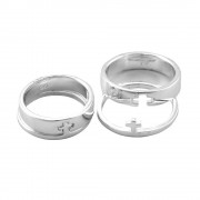 2pk -RING CROSS PUZZLE RING SIL PLT SIZE 8 - (Pack of 2)
