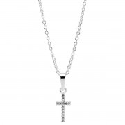 NK-First Communion SM CZ CRS Silver Plated-16"CH NK-First Communion SM CZ CRS Silver Plated-16"CH