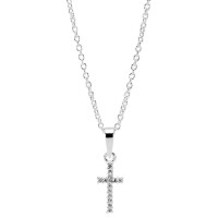 NK-First Communion SM CZ CRS Silver Plated-16"CH