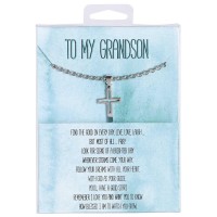 Necklace To My Grandson Cross W/Cutout Necklace To My Grandson Cross W/Cutout