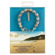 Bead Bracelet Footprints Coral/Aqua Bead Bracelet Footprints Coral/Aqua