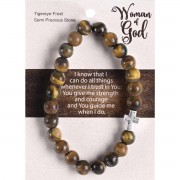 Bracelet Woman Of God Tigereye W/Cross