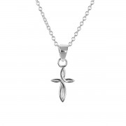 PETAL CROSS SILVER PLATE 16" CHAIN