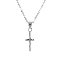 THIN BOX CROSS SILVER PLATE 16" CHAIN