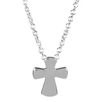 MINI FLARE CROSS SILVER PLATE 16" CHAIN