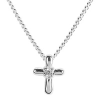 PETAL CROSS/CZ SILVER PLATE 16" CHAIN PETAL CROSS/CZ SILVER PLATE 16" CHAIN