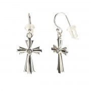 EARRINGS SILVER PL FLARE ROSS W/CRYSTAL EARRINGS SILVER PL FLARE ROSS W/CRYSTAL