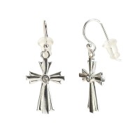 EARRINGS SILVER PL FLARE ROSS W/CRYSTAL